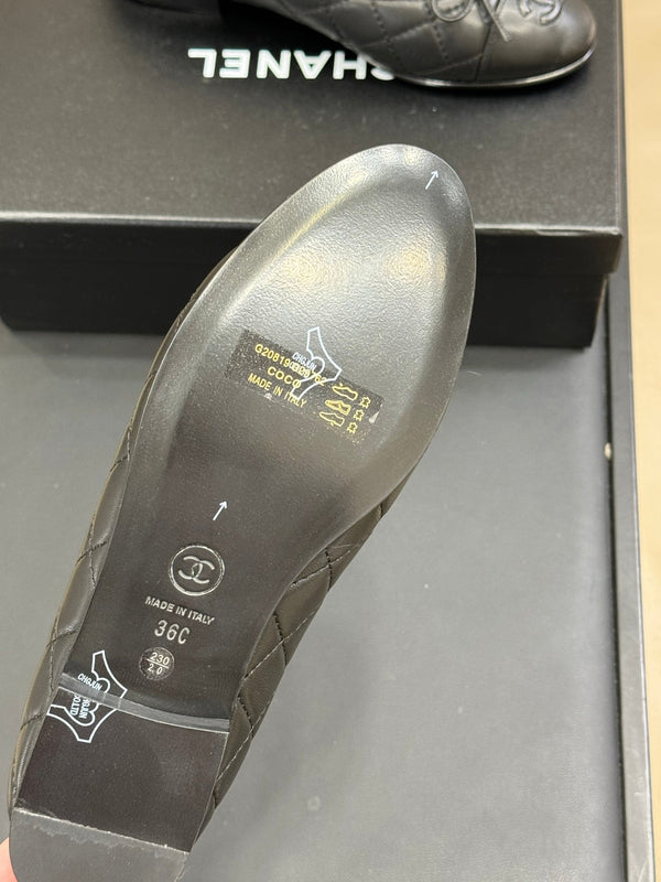 CC Classic Ballet Flats Black Quilted Lambskin 282278