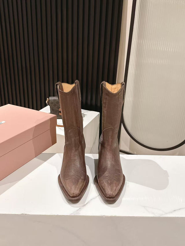 Miu Miu 2026 Cowboy Boots Suede Leather 981850