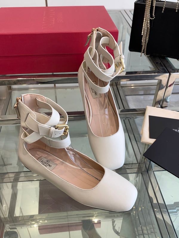 VT 25 Ballerina Ballet Gladiator Flats White Cowhide 292359