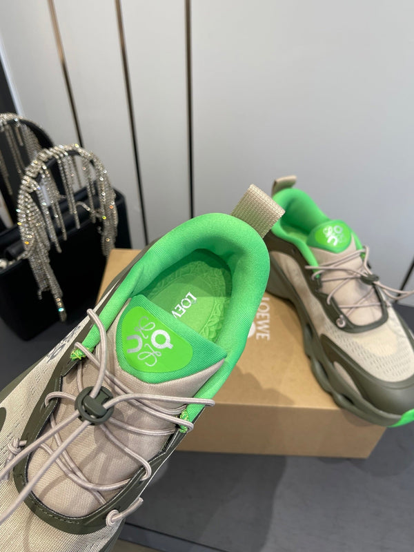 Loewe x On Cloudsolo Sneakers Khaki Green and Beige Polyester and Mesh 533484