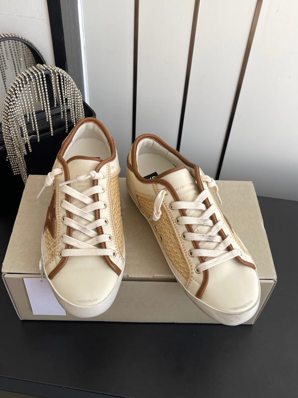 GGDB Sneakers Beige Brown Raffia Leather 110455