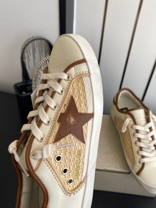 GGDB Sneakers Beige Brown Raffia Leather 110455