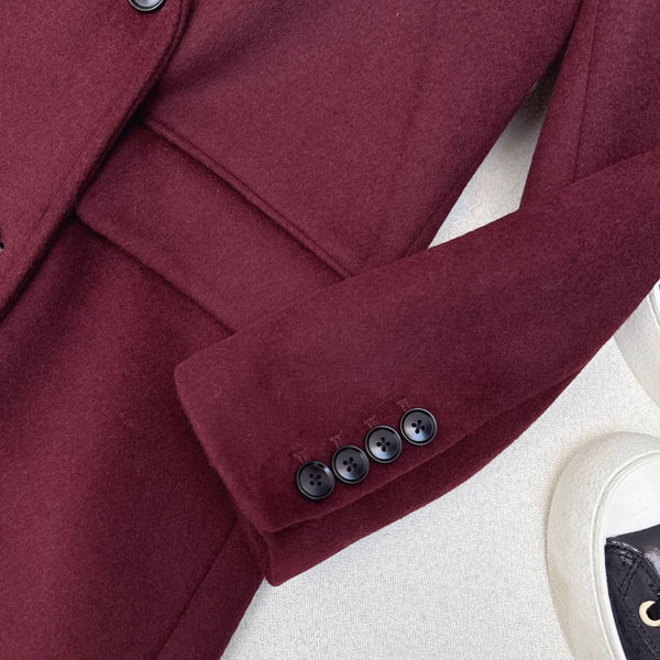 Miu Miu Long Suit Jacket Burgundy Polyester Wool