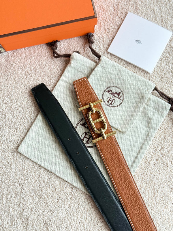 HM Ancre Buckle Belt 32mm Brown Leather 187516