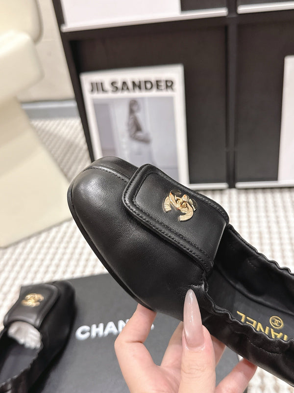 CC Ballet Flats Full Black Soft Leather 721502