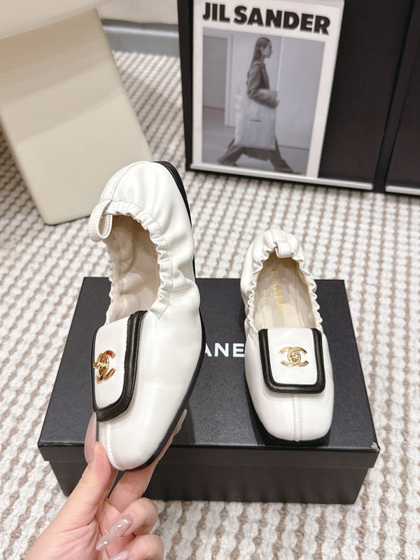 CC Ballet Flats White Soft Leather 721503