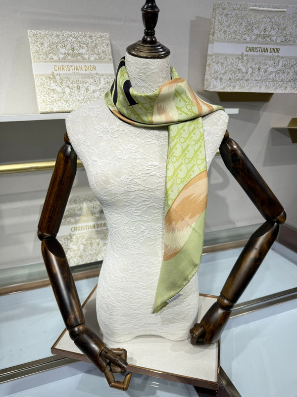 CD 2026 Square Scarf 90cm Green Silk 214754