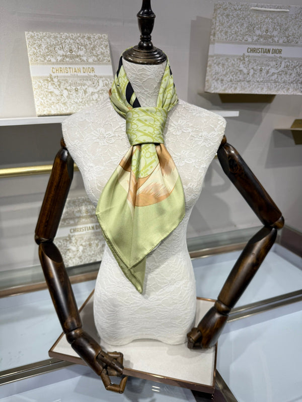CD 2026 Square Scarf 90cm Green Silk 214754