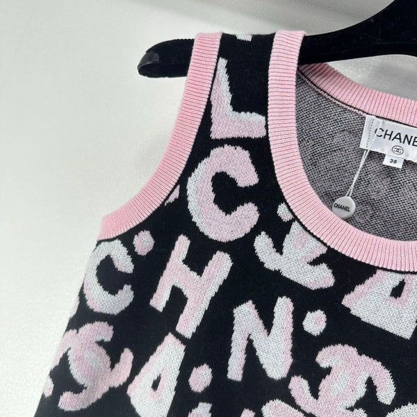 CC Vest Black Pink Wool Nylon 345983