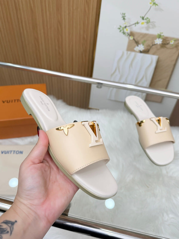 LV Mare Flat Mule Light Beige Sheepskin