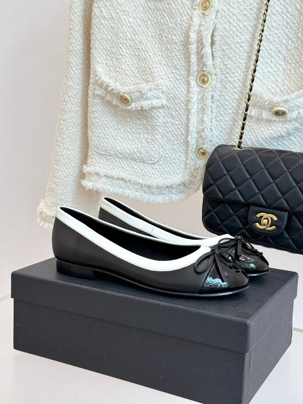 Chanel 25 Bowknot Ballet Flat Black Sheepskin 473067