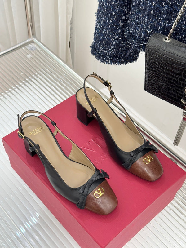 Valet Du Roi Kidskin Slingback 6cm Brown Black Sheepskin 702244