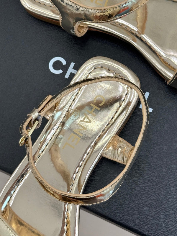 CC 26s Strap Flat Sandals Golden Lambskin 920332