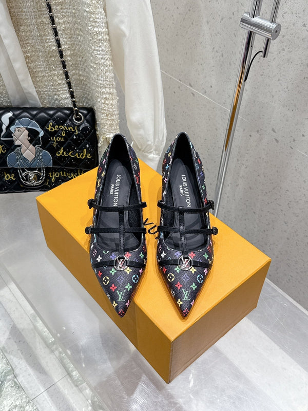 LV 6AM Slingback 4.5cm Black Monogram Cowhide 610736
