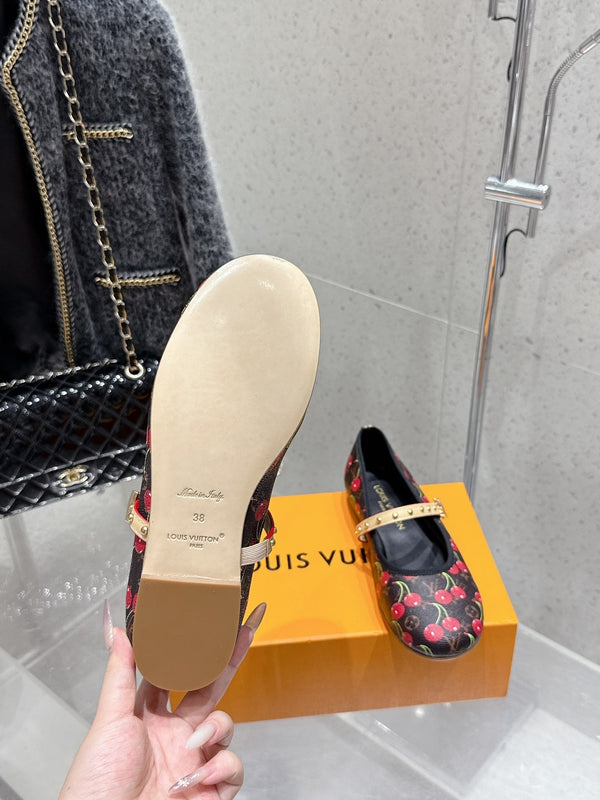 LV Romy Flat Cherry Brown Monogram Cowhide 610857