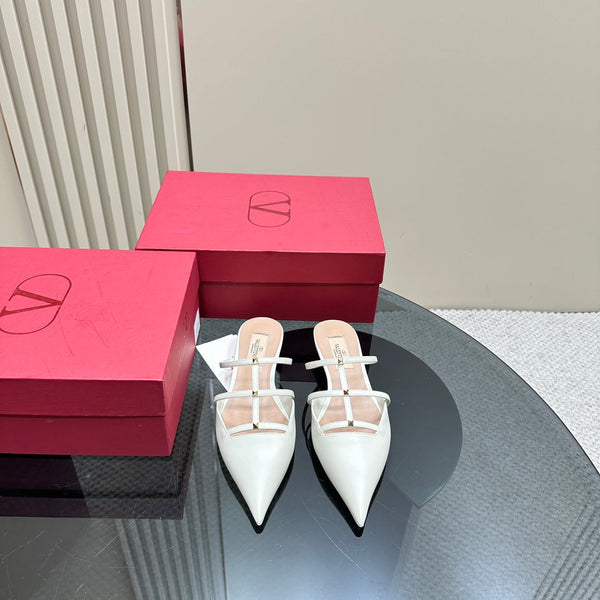 Valentino Rockstud Wispy White Calfskin Mule 20mm