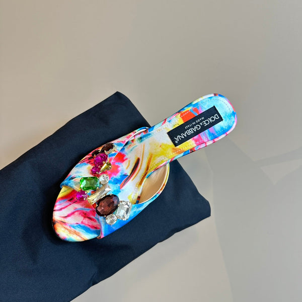 DC Rhinestones Keira Mules Muticolor Denim & Sheepskin 921015