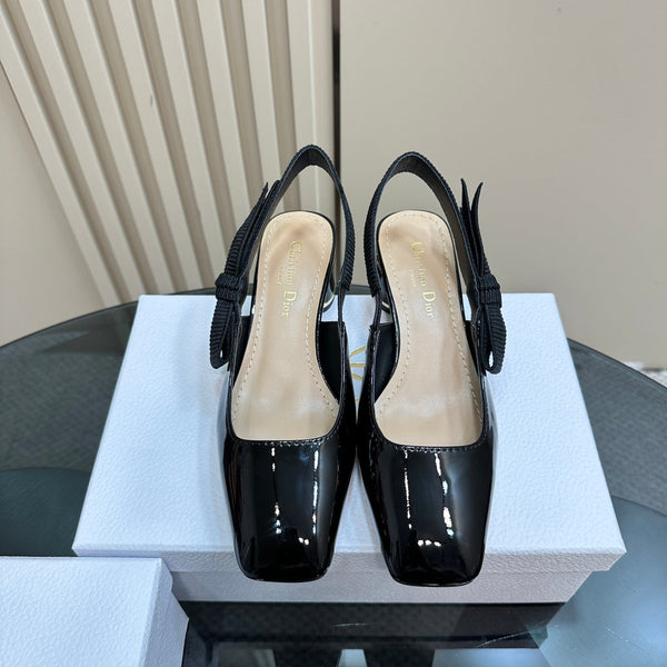 Miss Dior Paris Slingback Pump In Black Glossy Cowhide 998868