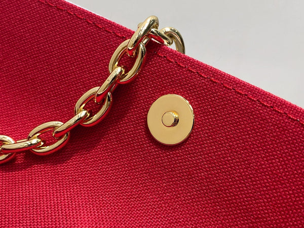 Ivy LV x TM Bag 23.5cm White Red Canvas Cowhide 335272