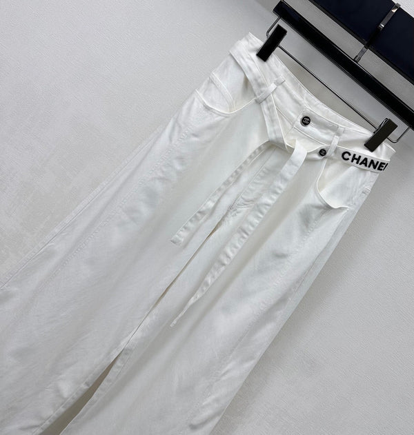 CC Wide-Leg Trousers White Cotton Lyocell 350198