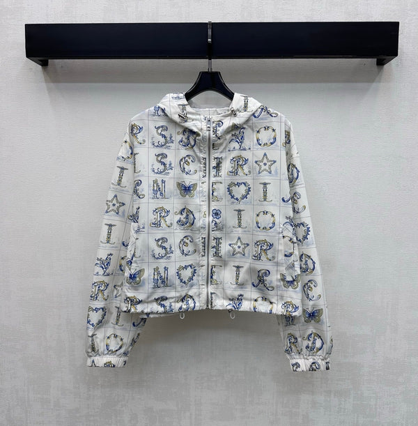 CD 26s Monogrammed Hoodie Set White Navy Blue Polyester Fiber