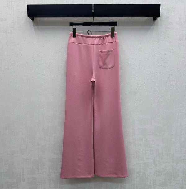 Miu 26s Drawstring Flared Trousers Pink Polyester 363801