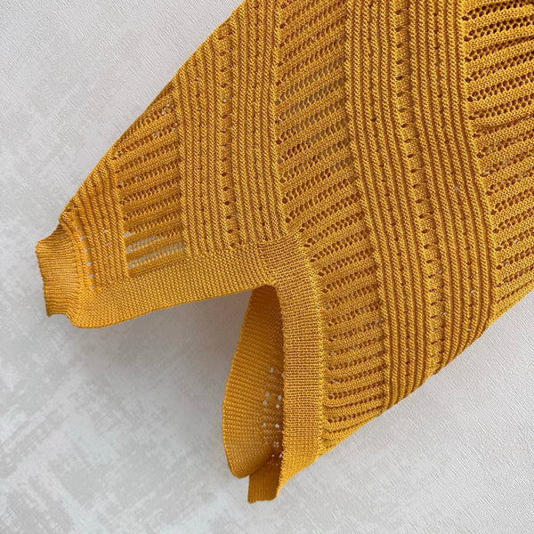 CD Irregular Knitted Vest Golden-Ochre Flax Acrylique Lyocell 378355