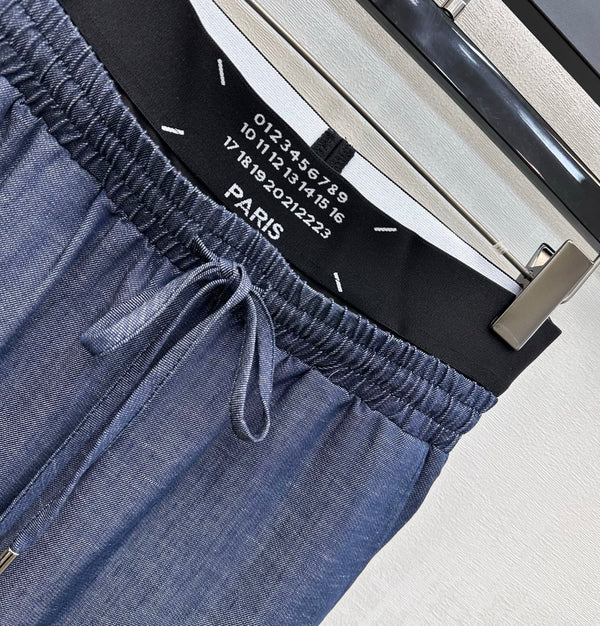 MM6 Wide-Leg Trousers Dark Blue Cotton 372382