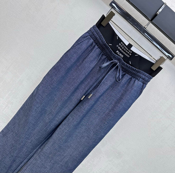 MM6 Wide-Leg Trousers Dark Blue Cotton 372382