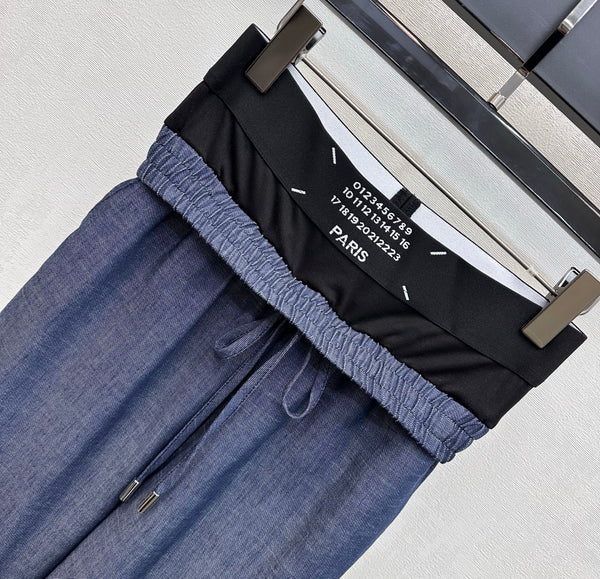 MM6 Wide-Leg Trousers Dark Blue Cotton 372382
