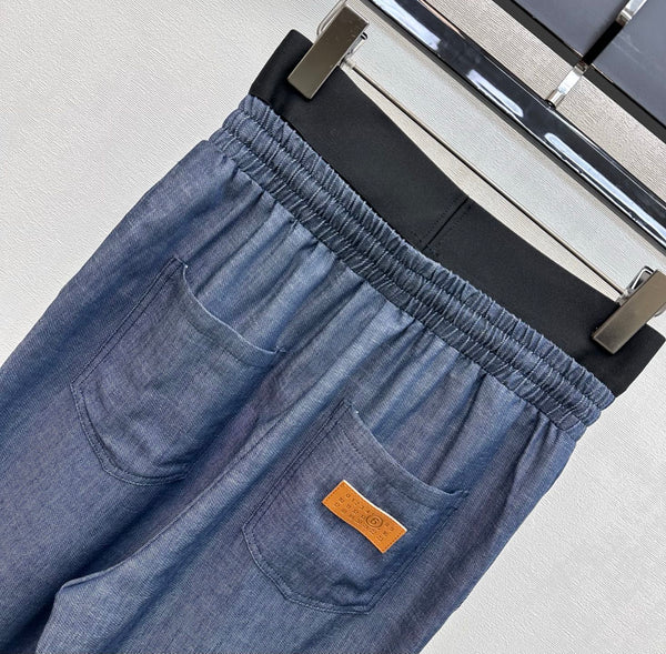 MM6 Wide-Leg Trousers Dark Blue Cotton 372382