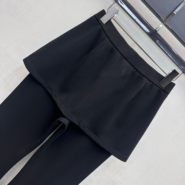 CC 26s Skirt Overlay Flare Pants CC Buttons Black Cotton Polyester Spandex 427494