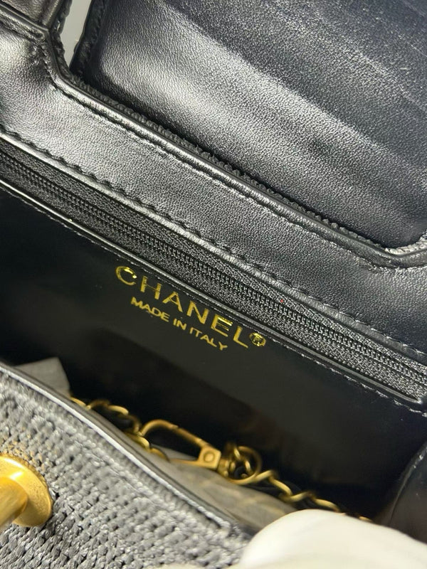 Chanel Kelly 2026 Bag 19cm Black Raffia Leather