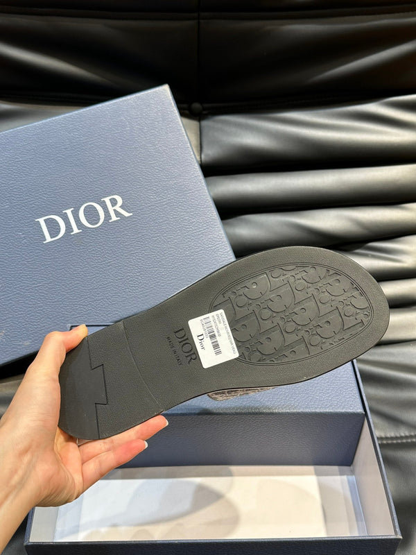 CD SLIDE ALIDAS SLIPPER SAGE JACQUARD AND CALFSKIN