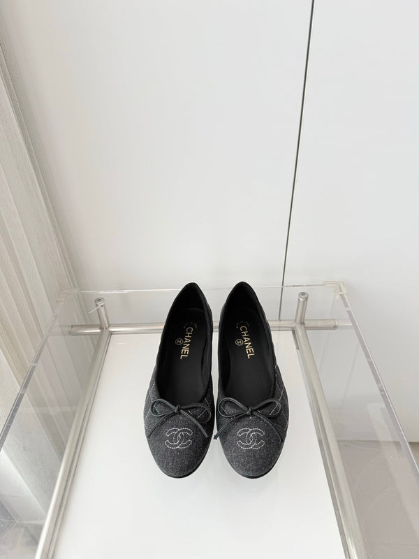 Chanel 2026 Ballet Flat Grey Denim 697395