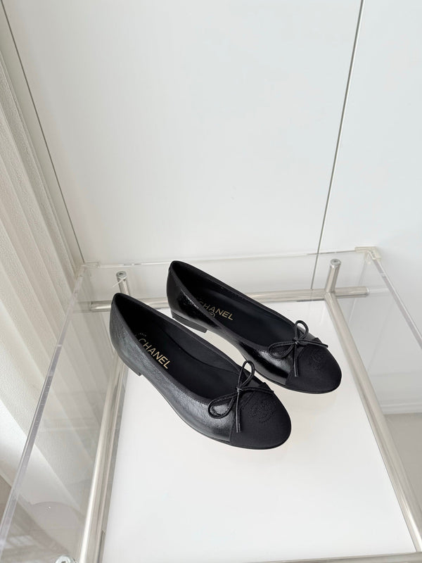 Chanel 2026 Ballet Flat Black Canvas Leather 697397