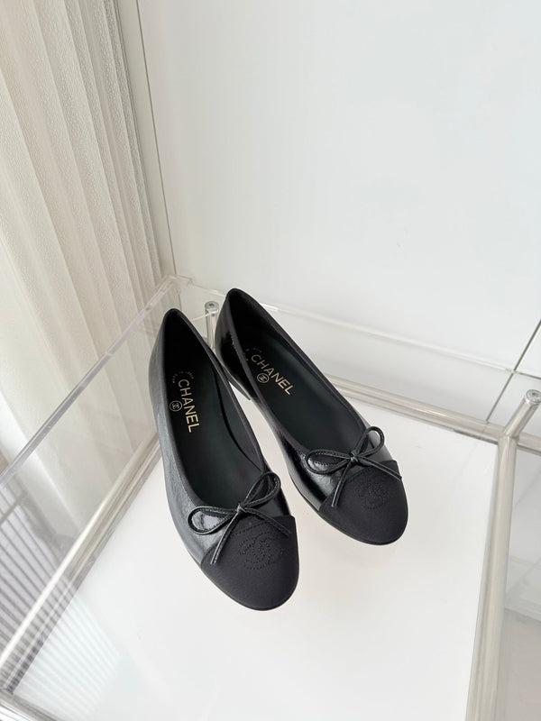 Chanel 2026 Ballet Flat Black Canvas Leather 697397