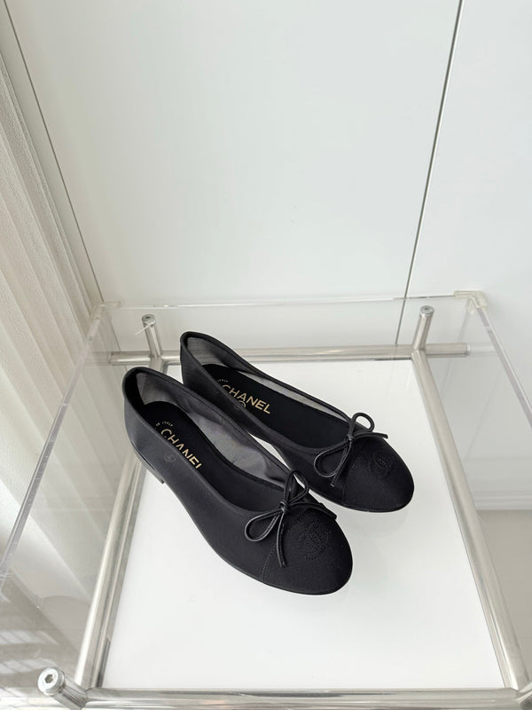 Chanel 2026 Ballet Flat Black Mesh Canvas 697398