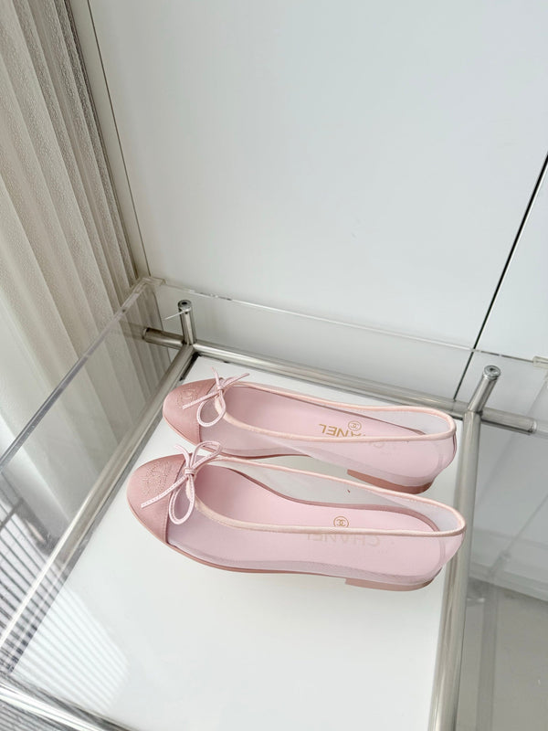 Chanel 2026 Ballet Flat Pink Mesh Suede 697400