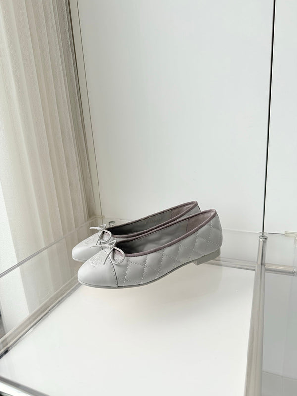 Chanel 2026 Ballet Flat Grey Quited Lambskin 697405