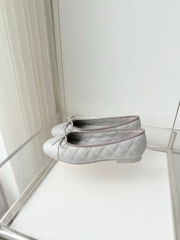 Chanel 2026 Ballet Flat Grey Quited Lambskin 697405