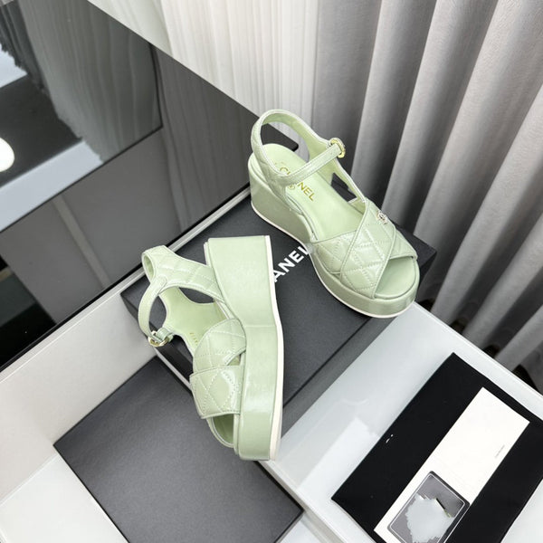 high heel sandals light green quilted lambskin 95