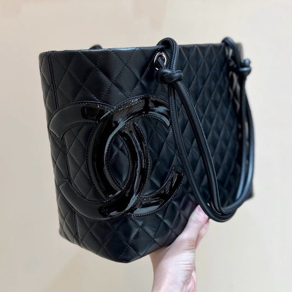 CC 25s Cambon Ligne Tote Bag 30cm In Black Calfskin