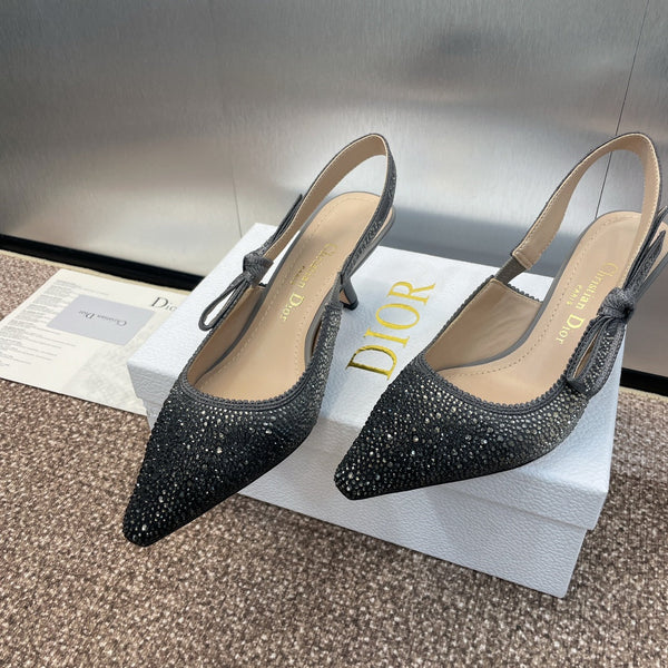 cd slingback pump 65 opaque black calfskin resin pearl