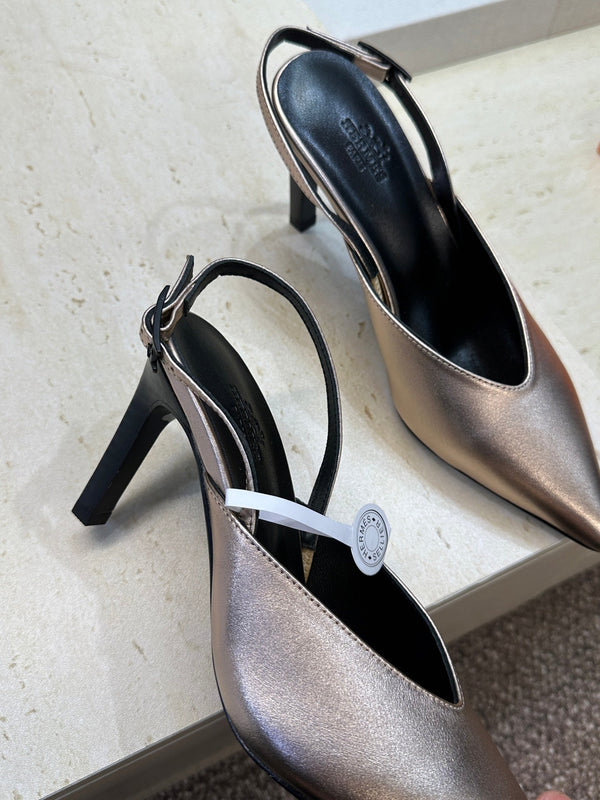 HM Nicoletta Slingback 9cm Sliver Calfskin 830196