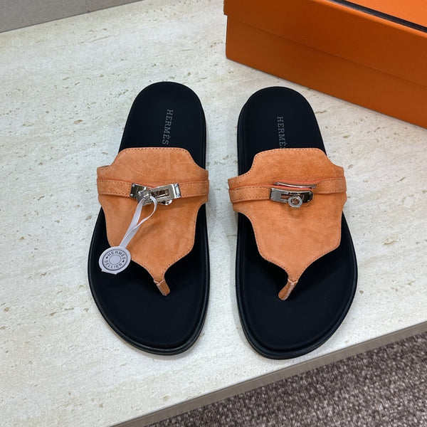 HM 26s Empire Sandal In Peach Orange Suede Silver Hardware