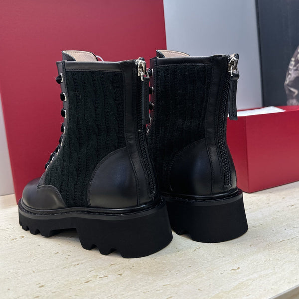 RV 26s Viv' Rangers Truck Booties 4cm Black Knit Leather 118491
