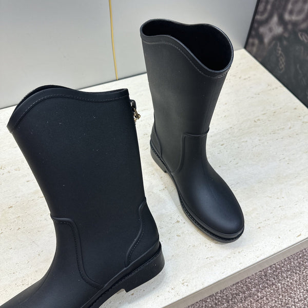 CC 26s Interlocking Mid Calf Rain Boots Black Rubber 167053