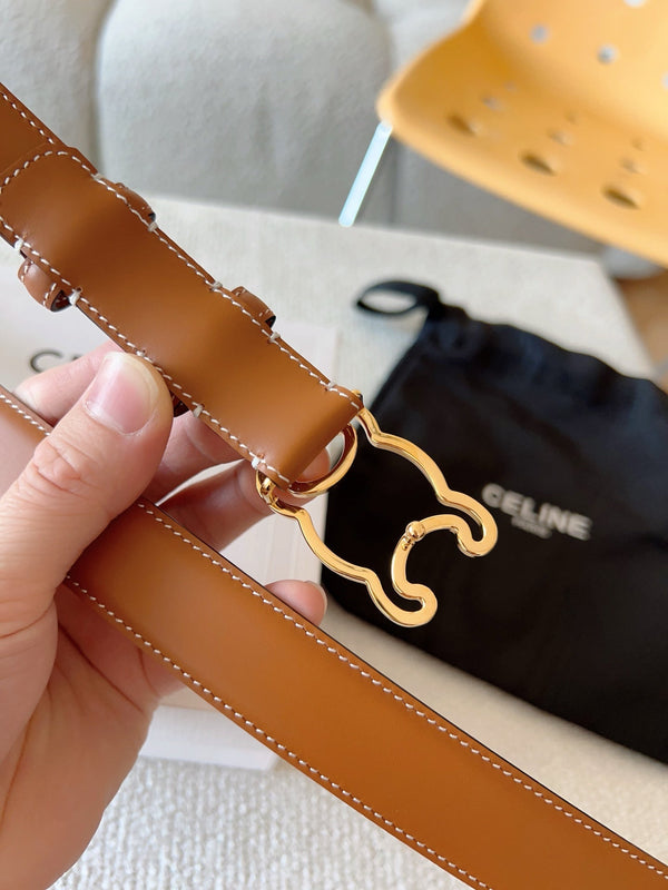CL Gold 25mm Triomphe Enamel Brown Cowhide 607412