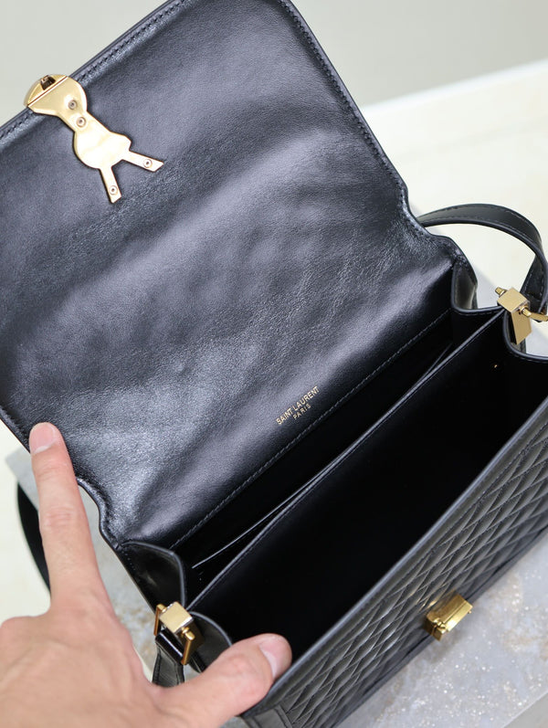 YSL Solferino Shoulder Bag Black Quited Lambskin
